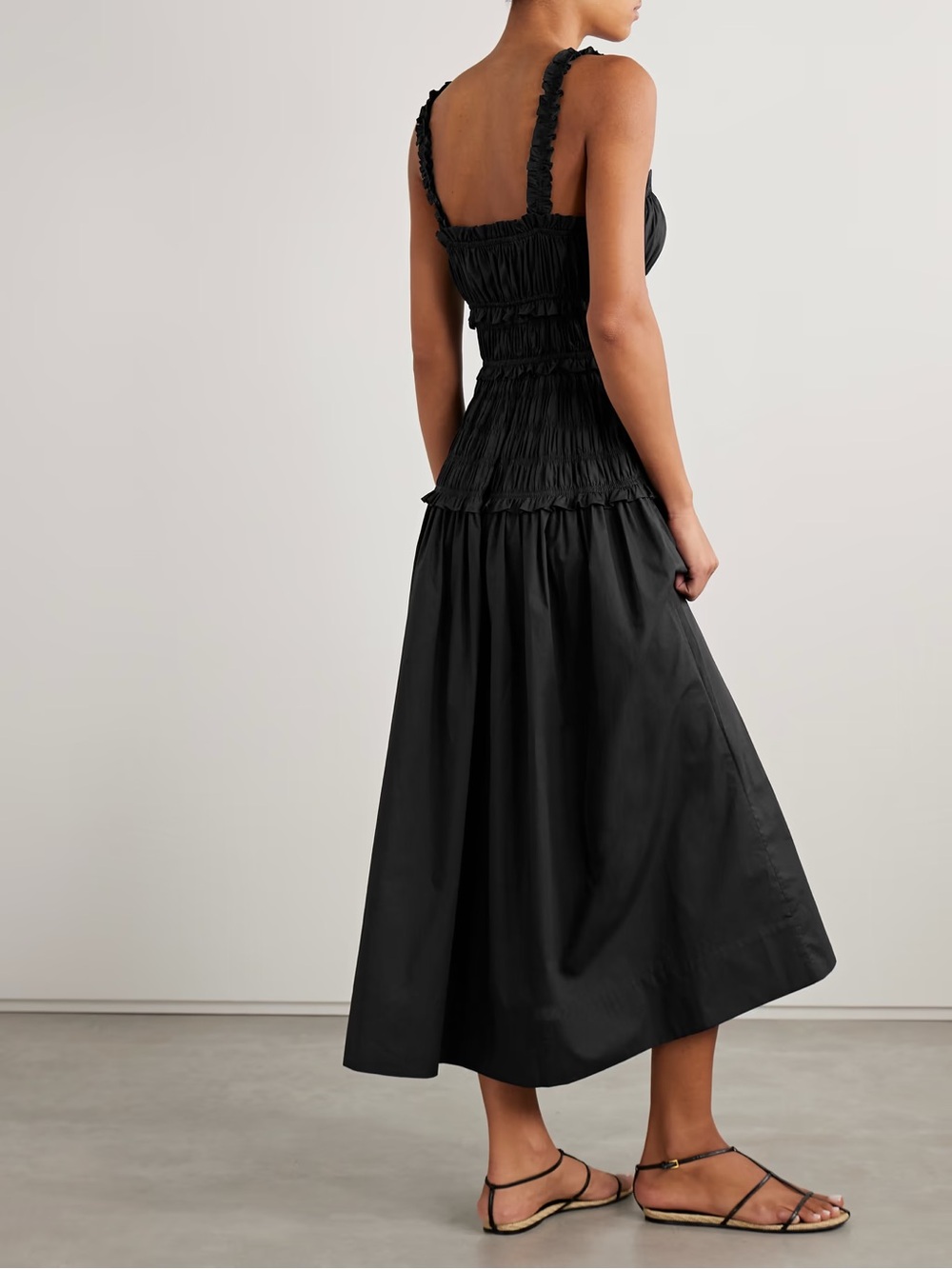 Doen Marianne Shirred Organic Cotton-Poplin Midi Dress Size Extra Small - Picture 2 of 7